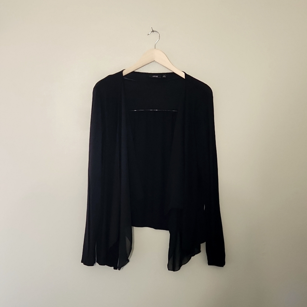 Apt. 9 Size XL Black Light Rayon Long Sleeve Handkerchief Cardigan